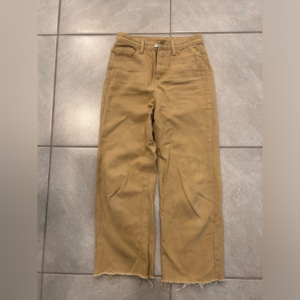 Princess Polly Tan Twill Wide Leg Pants